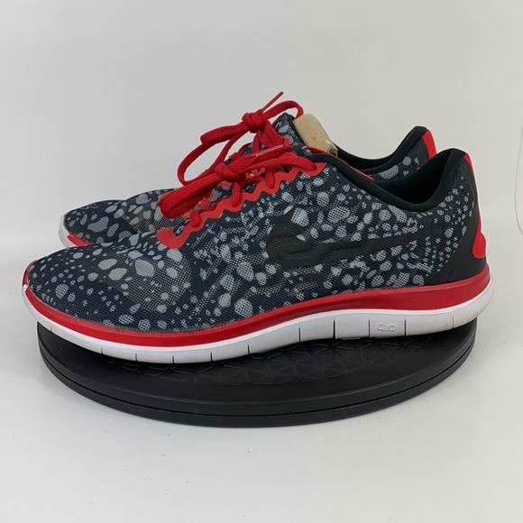 Nike Free 4.0 Print Black/Red/Gray Running Shoes 729818-002 Men's Size 11 - Picture 8 of 14